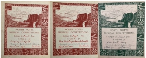 North Notts Musical Competitions certificates